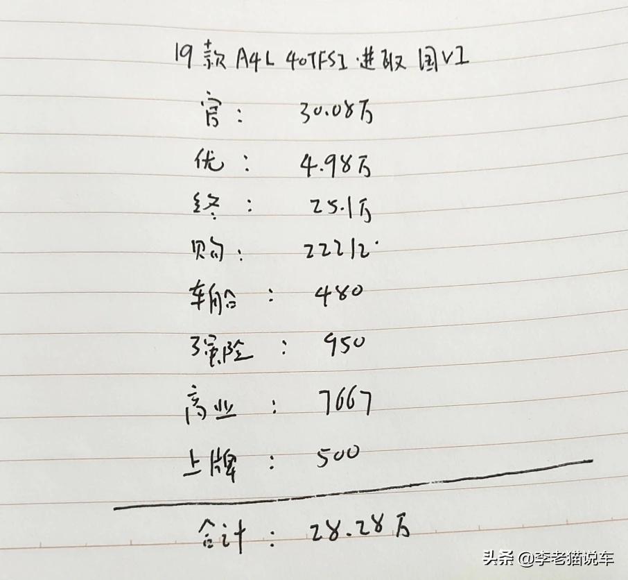 奥迪a4最便宜的多少钱