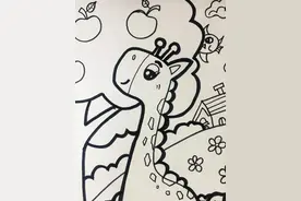 教程 | 马克笔创意画《一只萌萌的长颈鹿》图片