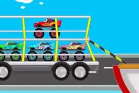 亲子益智中英文汽车卡通 认识消防车救护车校车赛车土方车