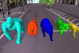 野生动物为孩子们唱家庭歌曲3D童谣大猩猩狮子老虎切视频封面
