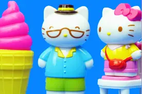 HelloKitty的客厅过家家玩具，凯蒂猫吃晚饭