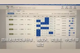 四场进球赛实买单分享，奖金高，难度大，中奖不容错过视频封面