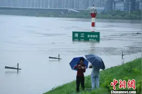 湘江长沙段暴涨超警戒水位1.57米 沿江风光带被淹图片