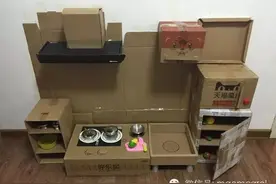 手工达人她，花了半个月的时间用废弃纸箱为宝宝做了个厨房图片