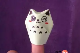 儿童手偶折纸猫咪的指套折法图解教程图片