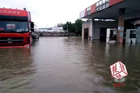 险！特大暴雨袭击枣阳，一加油站被洪水淹没图片