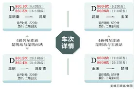 昆明站至昆明南、玉溪站首次开行动车图片