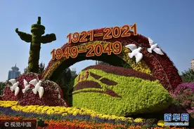 喜迎国庆！北京长安街沿线14个主题花坛全部亮相图片