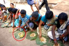 看印度农村人怎么吃饭？树叶当饭碗，直接用手抓饭，实在受不了