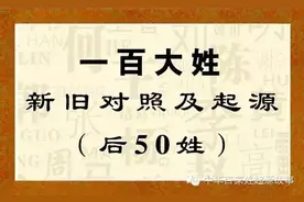一百大姓新旧对照及起源（后50姓）图片