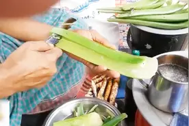 原来纯手工的芦荟汁是这样做出来的！太有意思了视频封面