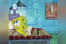 《海绵宝宝》海绵宝宝玩冲浪，摔骨折，被医生用胶水粘起来视频封面