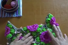 自制包包DIY 钩针编织 8片半花包的缝合视频封面