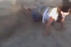 打扰狗狗睡觉，小萝莉遭狗狗报复，逃都来不及图片