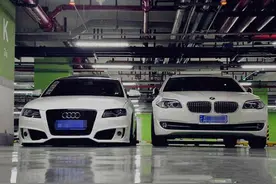 小白奥迪A4改装气动避震 VS宝马 谁的姿态帅！图片