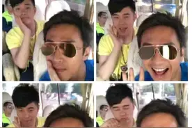 邓超陈赫搞怪拍照表情同步 坐在他们后面的郑恺表情亮了图片