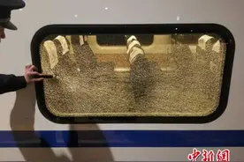 大连至沈阳D7733次列车玻璃被击碎 系弹弓射击导致图片