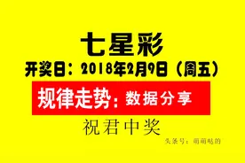 七星彩2018年2月9日（周五）预测规律，头视频封面