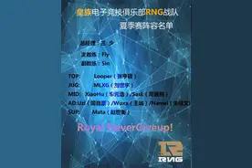 皇族RNG战队公布夏季赛阵容 uzi无心娜美三人抢首发图片