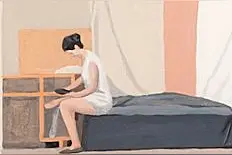 对着镜子脱衣服的人体形象，是艺术家的“西西弗斯之谜”图片