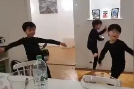 宋家三胞胎为爸妈的结婚纪念日献舞 旋转跳跃激萌图片