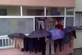 大神教你下雨天这样晾衣服！图片