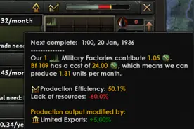 《钢铁雄心4》军备生产与资源消耗数据图文解析攻略图片