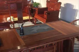 廊坊市大城县，中国红木第一大集，一套漂亮的缅花茶桌！