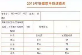 揭秘2016安徽高考状元图片