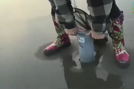 男子在沙滩上发现小洞，深挖下去，原来是这个东西图片