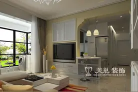 80平的房子，客厅这样装，电视墙同时做储藏，节省空间又实用。图片