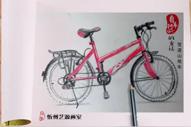忻州一小伙手绘自行车变迁史图片