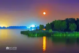大同文瀛湖夜拍，美的冒泡图片