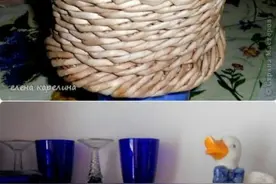 纸箩筐的编织方法 废旧报纸加硬纸板制作实用纸框收纳篮图片