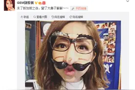 邓紫棋戴面具自拍：鼻子硕大 长两撇胡子（图)图片