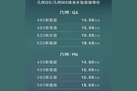 定位纯电跨界SUV，最高续航580km，几何M6售价14.98万起图片