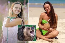 俄美女商人野外散步时遇黑熊袭击，重伤不治，留下俩可怜的孩子图片