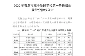 2020年青岛市高中阶段学校招生录取分数线公告，填报志愿要注意图片