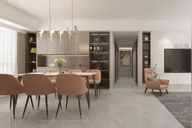 户型的客厅与餐厅一体，中间如何过渡设计？图片