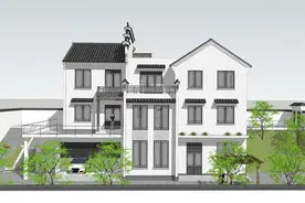 每日农村自建房图集——18.9m×12.9m新中式别墅丨带篮球场图片