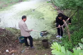 农村父子协力浇地，父子俩一前一后，一人挑水一人舀水，分工明确视频封面