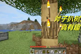 我的世界 火焰纯生存 新海洋版 第4天 斧子扒树皮真有趣