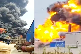 湖北枣阳一化工厂失火 时有爆炸 烟柱直冲云霄视频封面