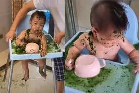 宝宝自主进食吃得太脏怎么办？家长的耐心，将换来良好的饮食习惯图片