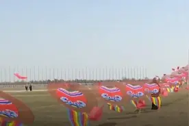 世界已知尺寸最大的龙头蜈蚣风筝“中国巨龙”试飞成功图片