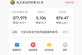 头条创作85天，收益876元的经验总结图片