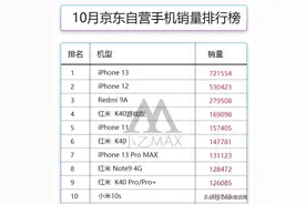 10月京东手机销量排行：iPhone13被卖爆，小米上榜机型最多图片