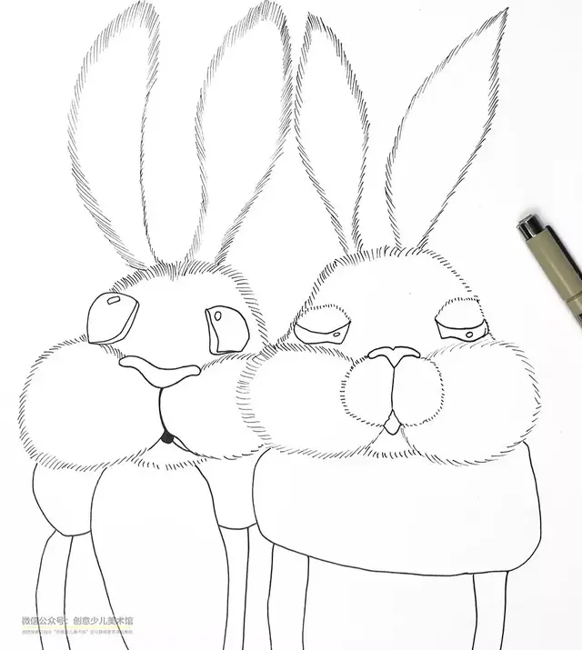 创意儿童画教程｜带围脖的小兔子