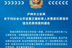 泸州市公安局关于向社会公开征集王德彬等人涉黑恶犯罪组织违法犯罪线索的通告图片