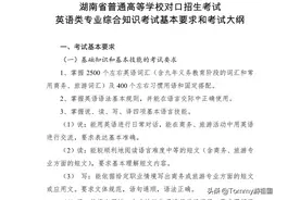 湖南省普通高等学校对口招生考试英语类专业综合考试基本要求大纲图片